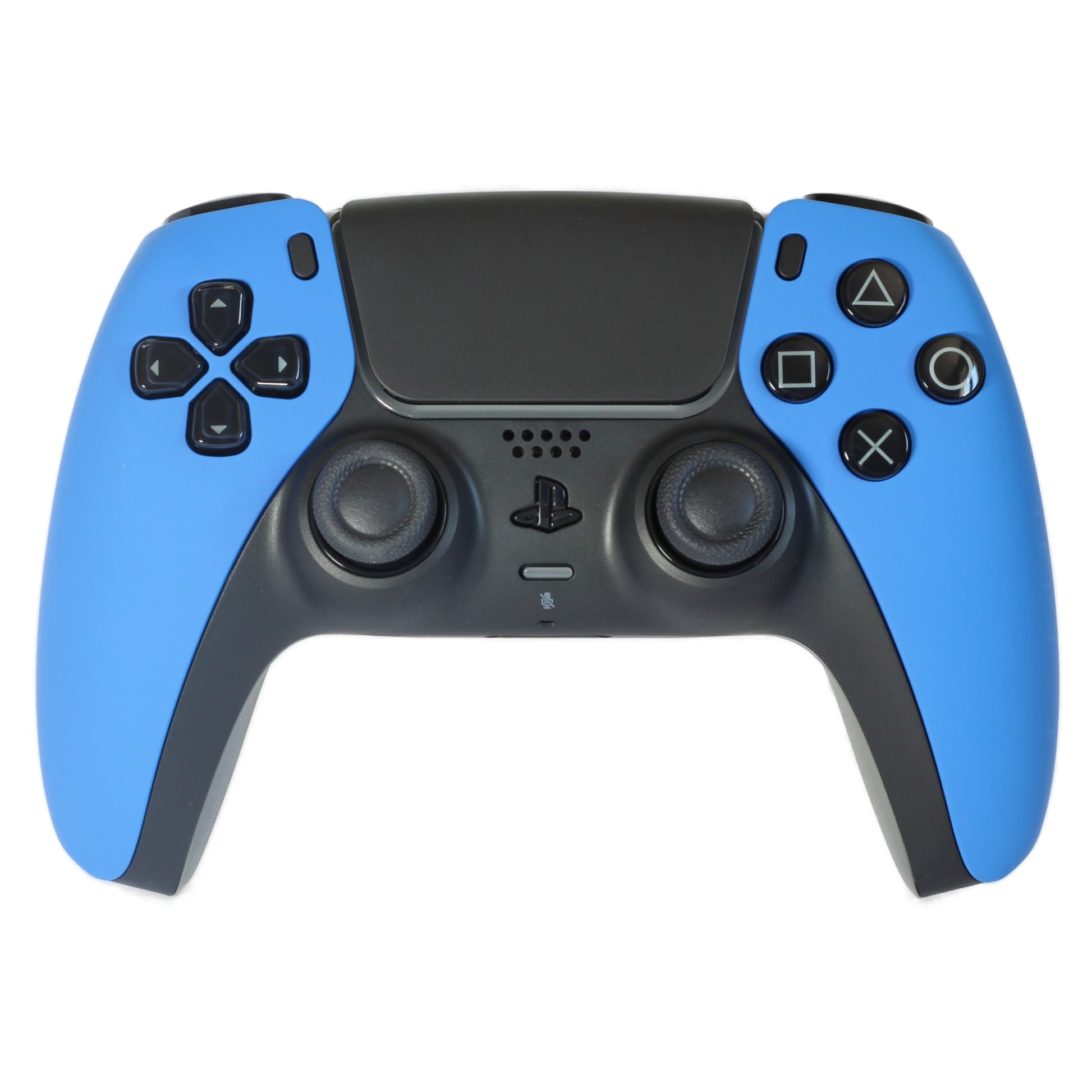 Une manette playstation 5 à palettes bleue et noire