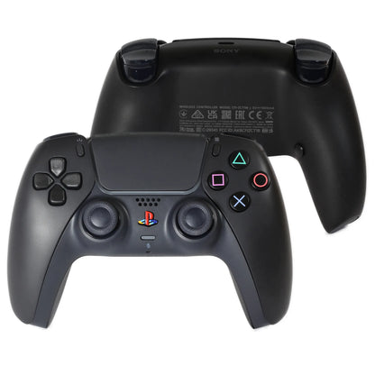 Une manette playstation 5 noire avec des boutons palettes noirs